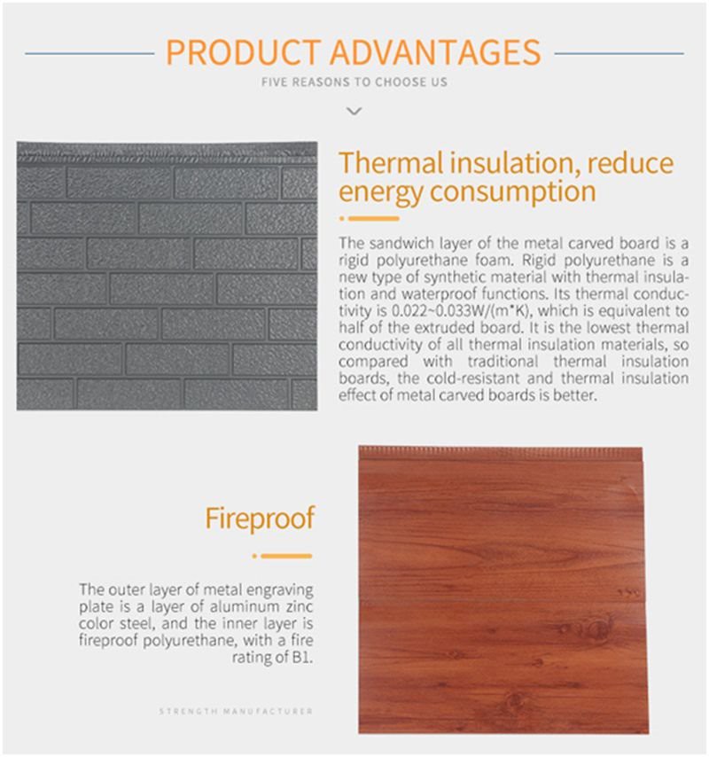 exterior wall outsite board foam embossed metal sandwich panels